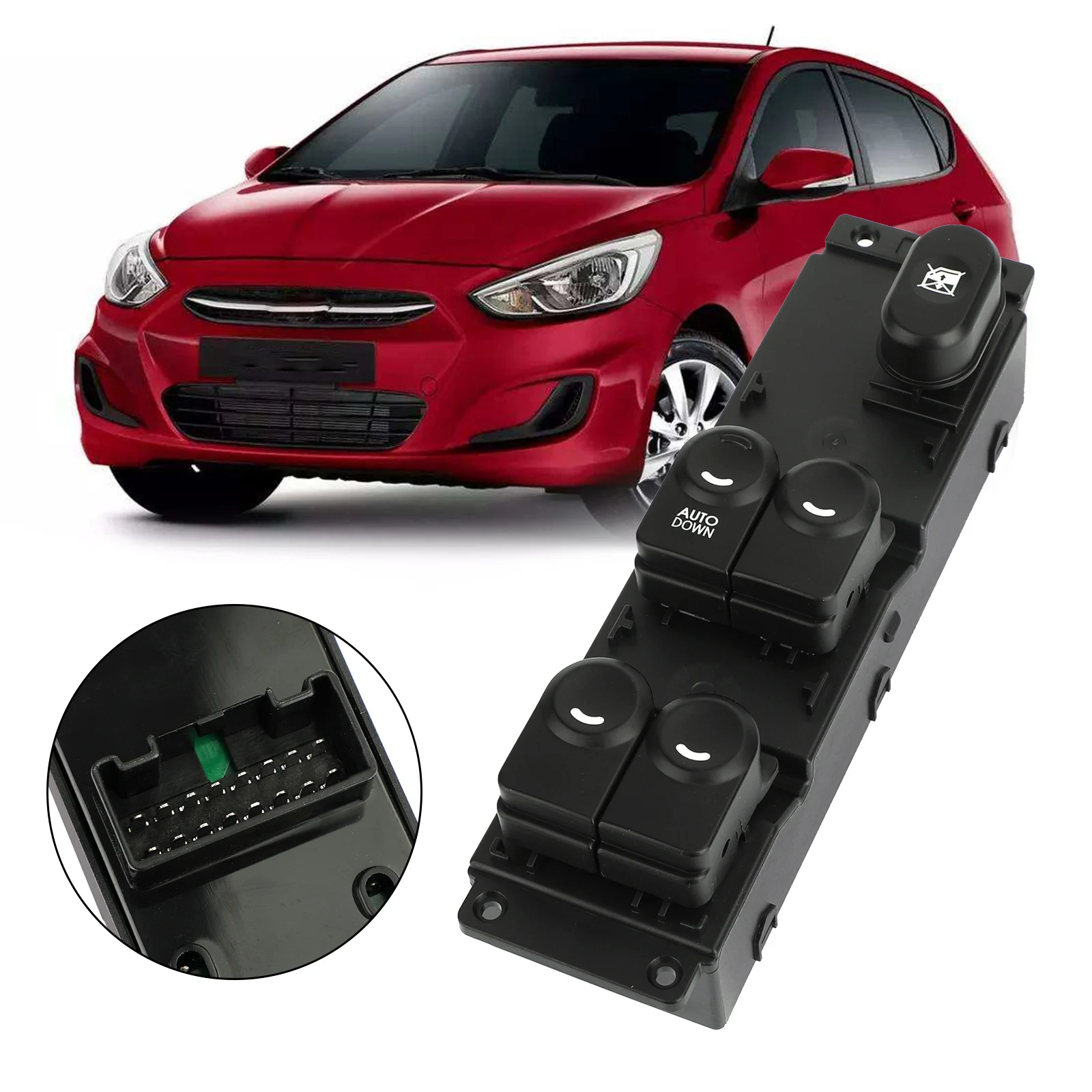 

Переключатель главного стеклоподъемника Areyourshop, подходит для Hyundai Accent Solaris 2011-2017, 93570-1R101, аксессуары для салона автомобиля