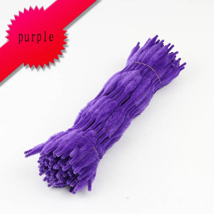 purple 100 шт Красочные гофрированные шенилле Стебли трубы скрученный стержень ручной материал, аксессуары для поделок Детские интеллектуальные игрушки Дети - Цвет: purple