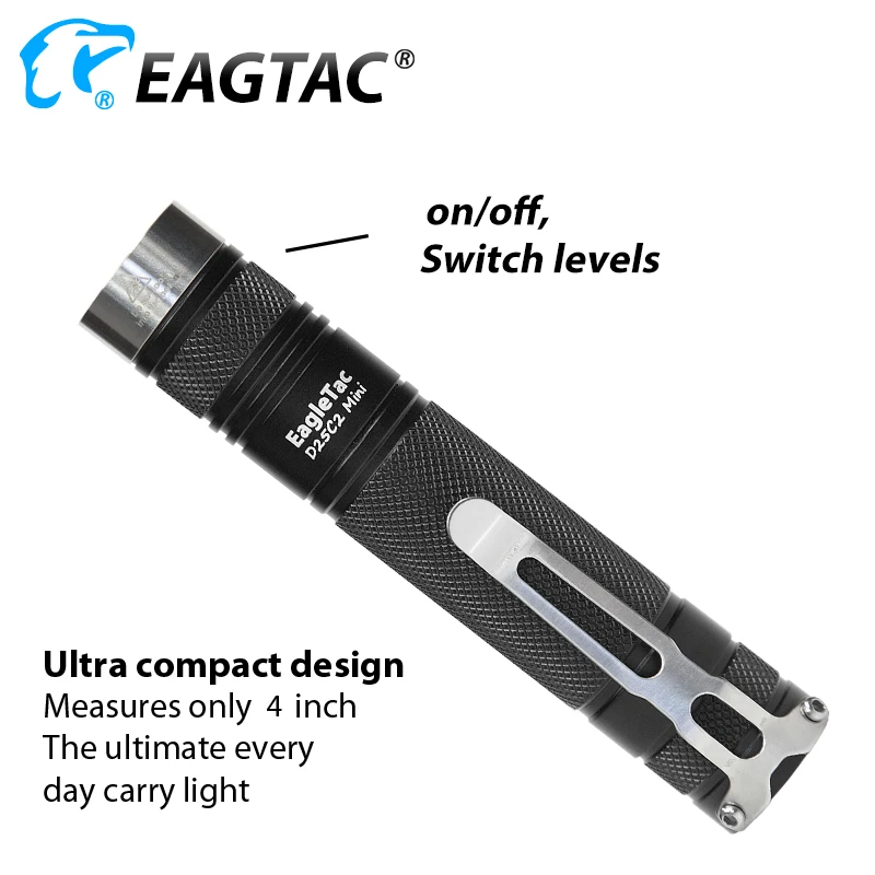 EAGTAC D25C2 Мини светодиодный фонарик EDC фонарь CREE XPG2 530 люмен CR123A многорежимный