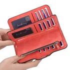 Женский кошелек из искусственной кожи, удобный клатч красного, розового цвета, стильные удлиненные женские бумажники для мелочи, кредитницы, повседневные сумочки для денег