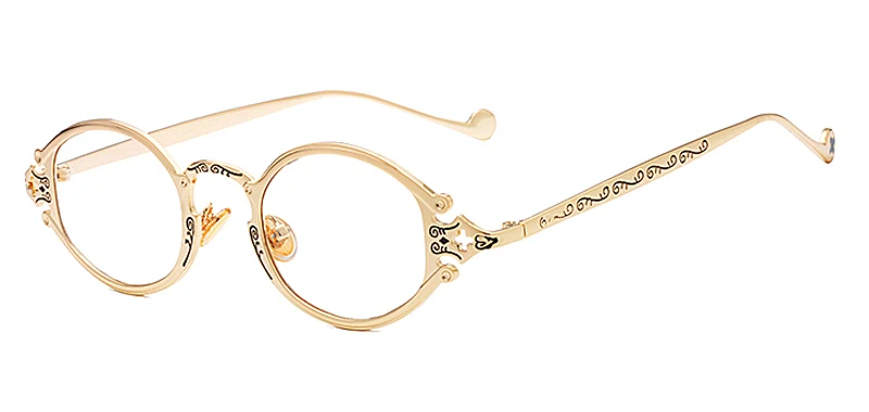 gold with clear Peekaboo, мужские Овальные Солнцезащитные очки, мужские,, в стиле панк, красные, женские солнцезащитные очки, Ретро стиль, Круглые, золотая, черная, металлическая оправа, высокое качество, UV400 - Цвет линз: gold with clear