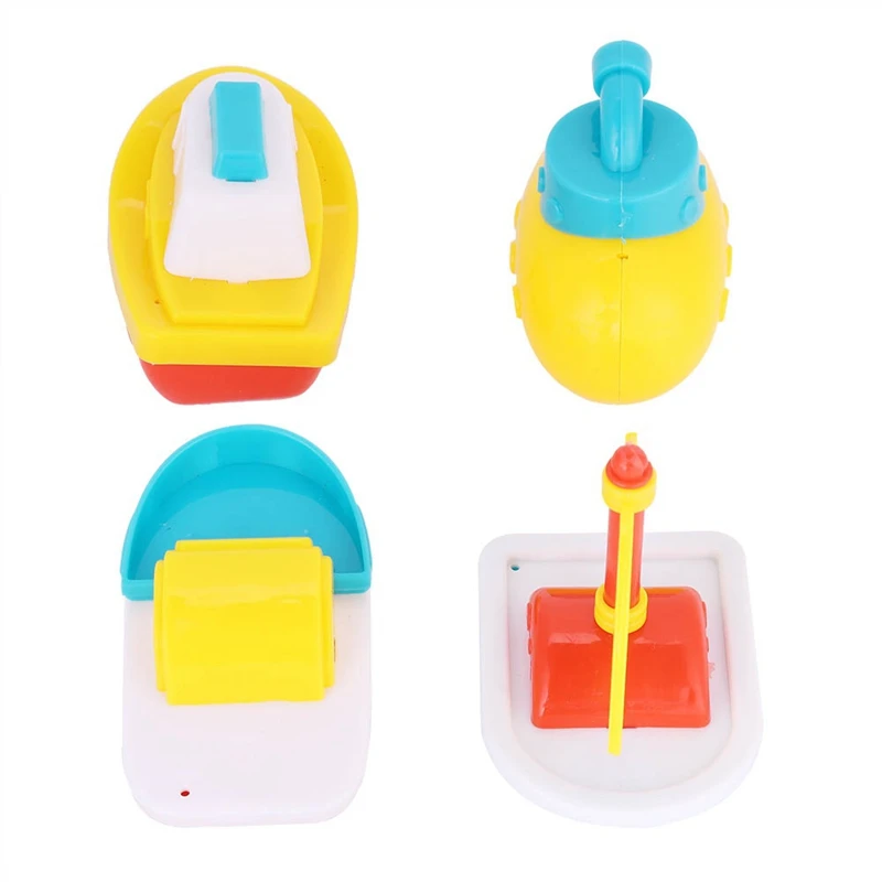 

4 Pcs Bath Toys Bathtime Floating Little Boat Plastic Ship Model Bathtub Water Toys for Toddlers Kids Boys and Girls