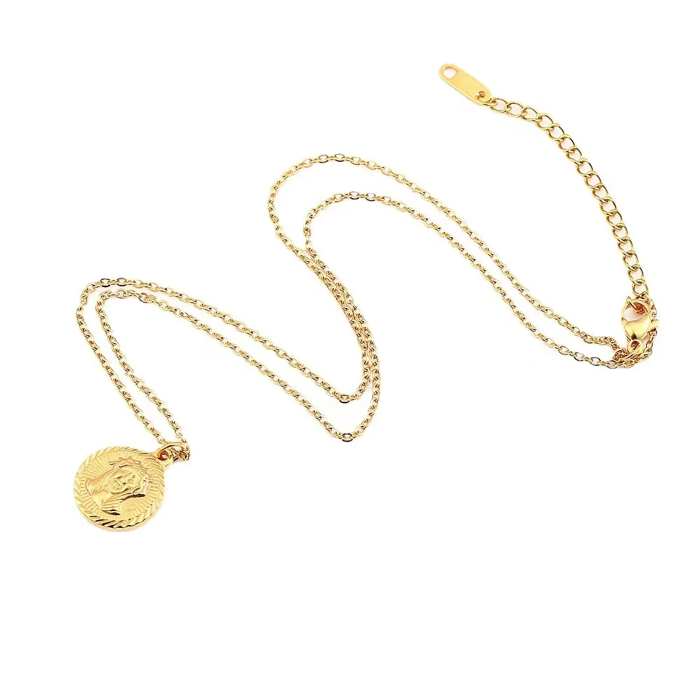 Винтажная подвеска с головой человека Иисуса круглый медальон из нержавеющей