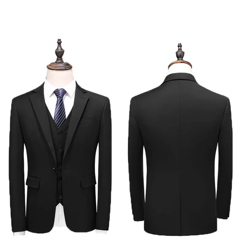 

(Jacket+Pants+Vest) 2021 wedding groom ball white black formal suit evening show singer stage wear tuxedo slim business casual