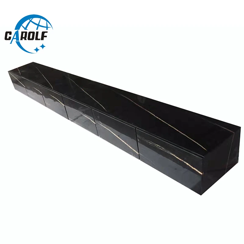 

Home Furniture Floor Cabinet Modern Black Marble TV Stand Table With 6 Drawers Storage