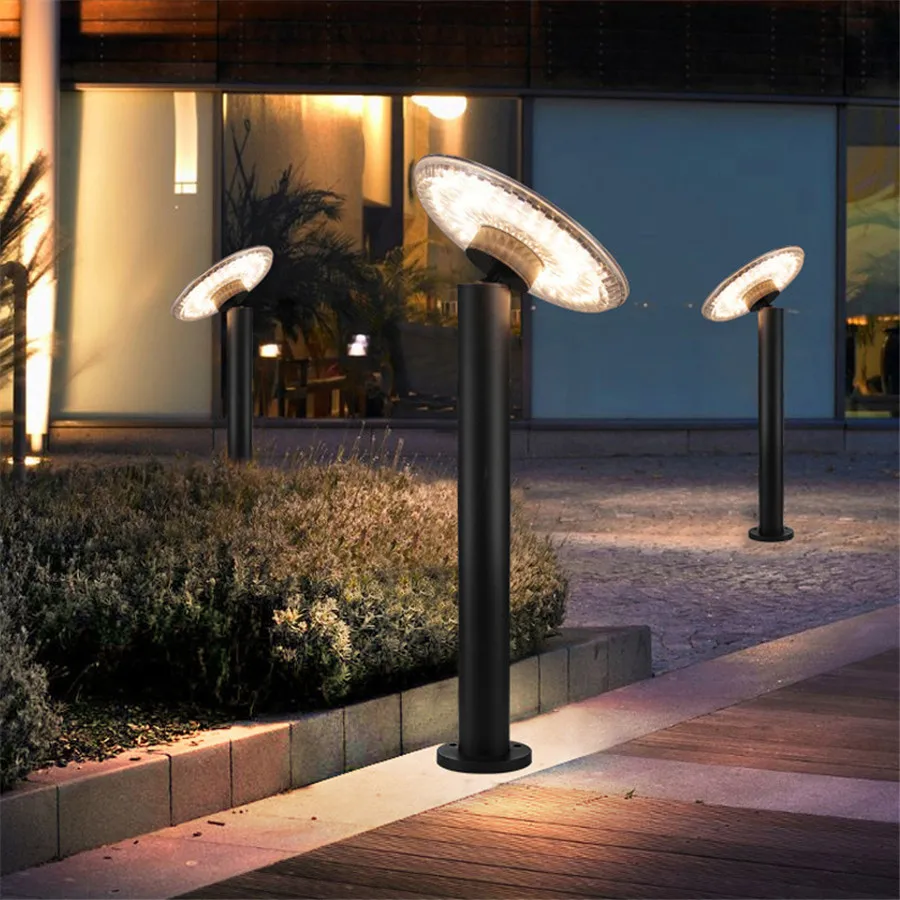 

360 Degree Rotation Outdoor Solar Pathway Pillar Light Aluminum Landscape Fence Bollard Light Villa Backyard Solar Lawn Lamps