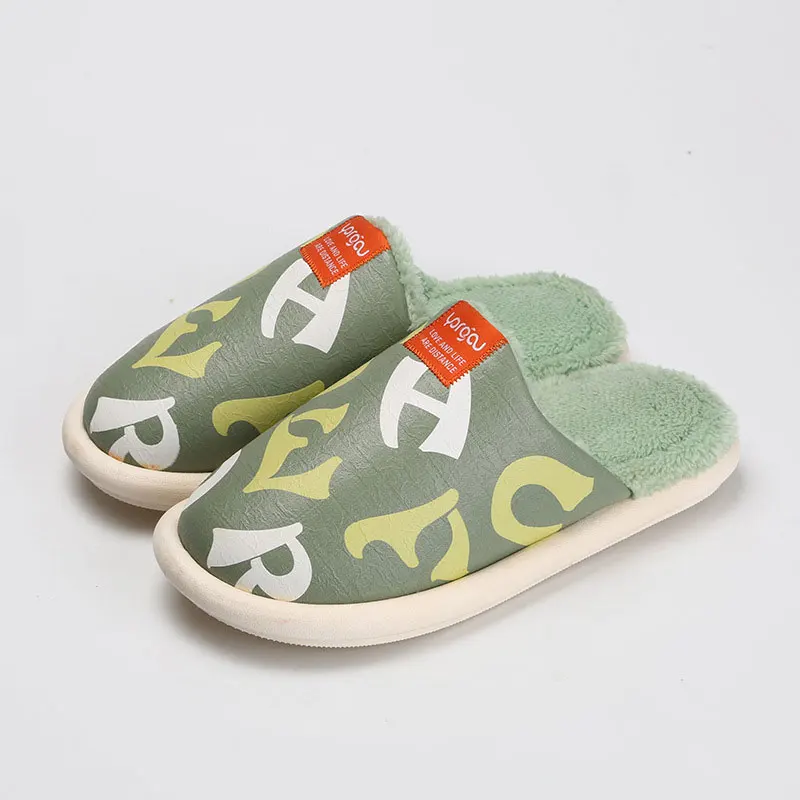 Женские меховые тапочки модные теплые Нескользящие водонепроницаемые с