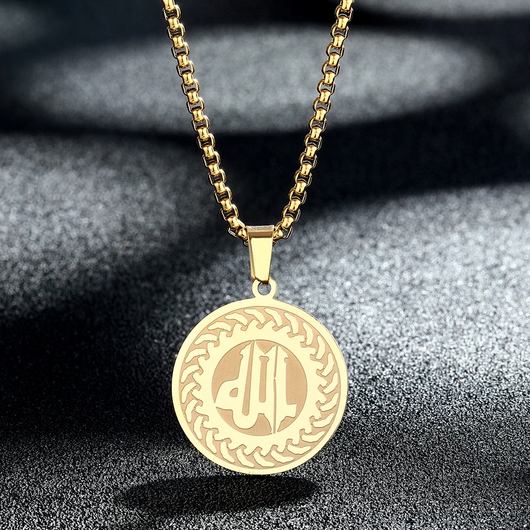 Cxwind хип-хоп круглый кулон Аллах ожерелье из нержавеющей стали мусульманская