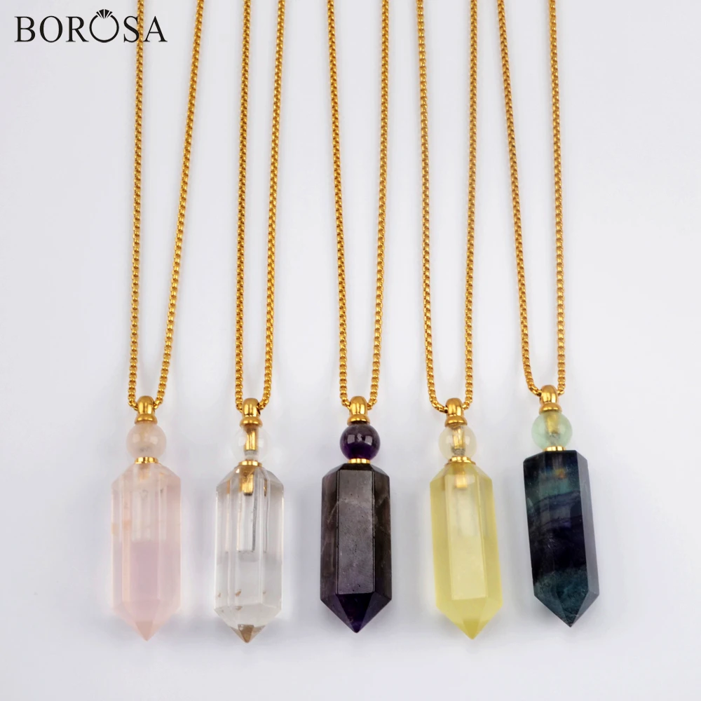 BOROSA шестиугольник натуральные аметисты эфирное масло диффузор ожерелье 19
