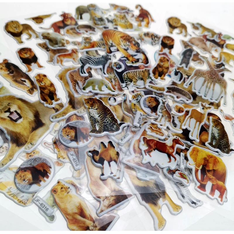 10 hojas 3D animales pegatinas juguetes para los ni&ntilde;os en los recortes del ordenador port&aacute;til del tel&eacute;fono regalos animales Panda le&oacute;n Tigre pegatina-5