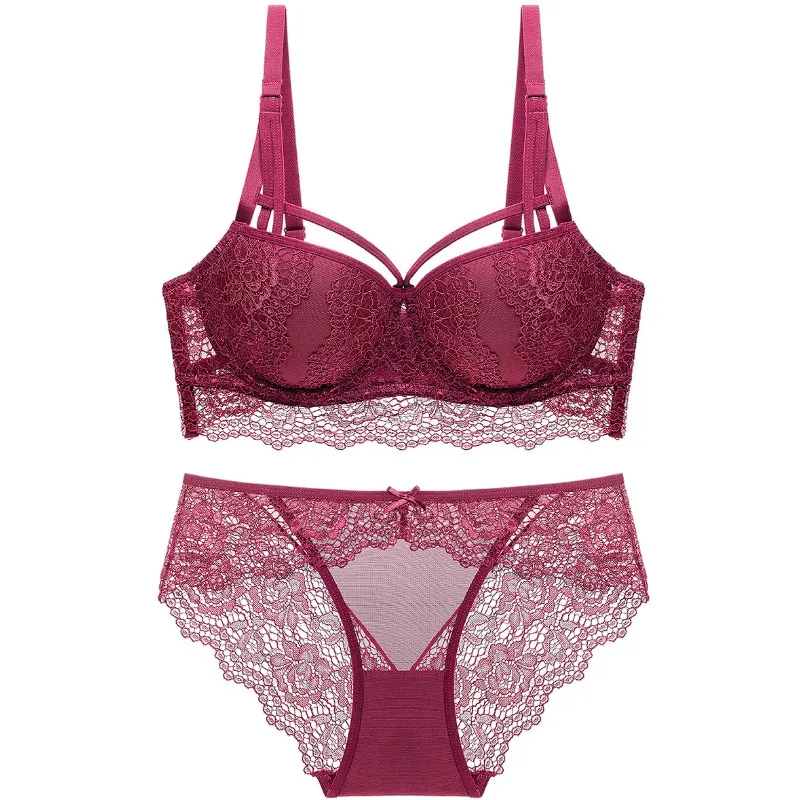 Женский комплект нижнего белья хлопковый с бюстгальтером пуш-ап и трусиками