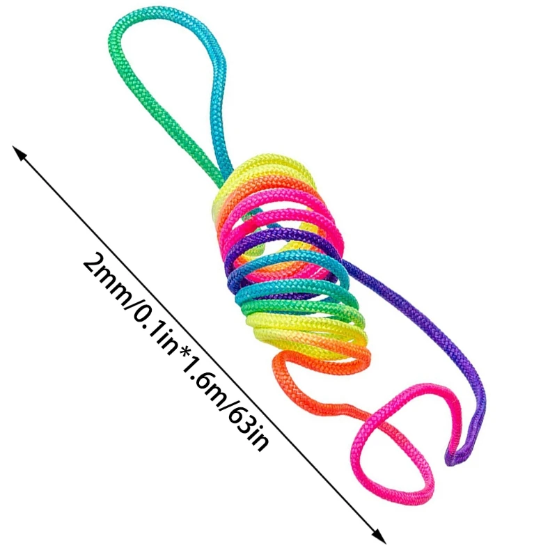 

Creative Gift for Kids&Adults Colorful Rope Kids Game Rope Colorful Rainbow Design Creative for Age 4+ Kids/Adults 69HE