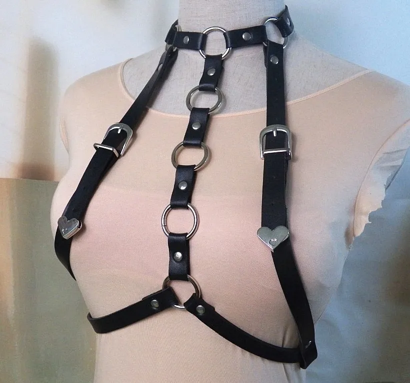 Women Body Harness Bra Chest Bondage Sexy Lingerie Punk Leather Harness Belts Gothic Garter Belt pastel goth erotic Suspenders