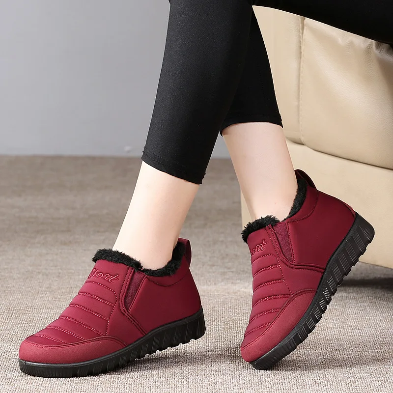 Зимние плюшевые теплые зимние ботинки женская зимняя обувь ботильоны для женщин