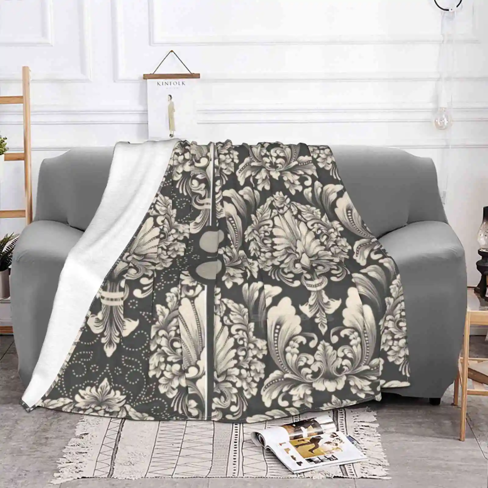 Дамасский бесшовный узор Лидер продаж домашнее фланелевое одеяло цветочный