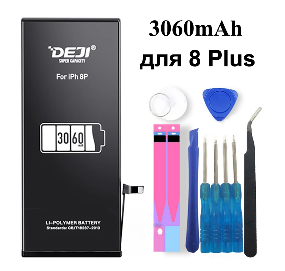 Deji Аккумулятор для Apple iPhone X 8 Plus 6 8P iPhoneX iPhone6 iPhone8P 2200mAh-3060mAh сменный литий-полимерный батарея+ бесплатный инструмент For Apple iPhone X 8Plus 6 Мобильный телефон батарея