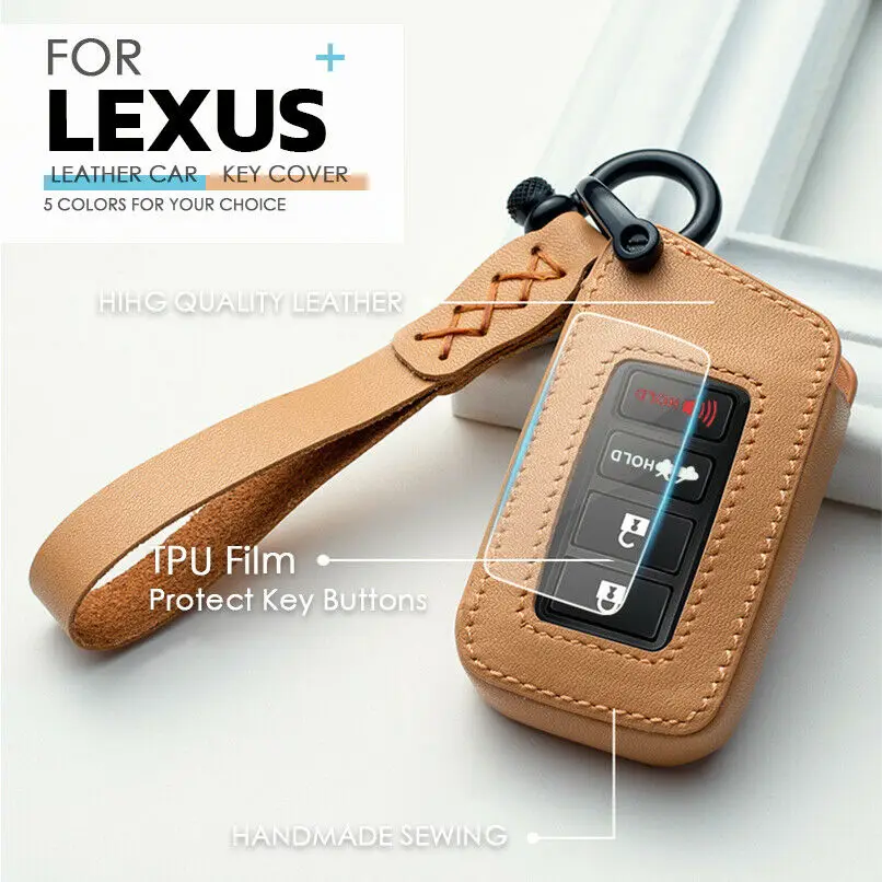 

Full Leather Remote Smart Key Cover Fob Shell Case For 13-16 UP Lexus IS RX ES