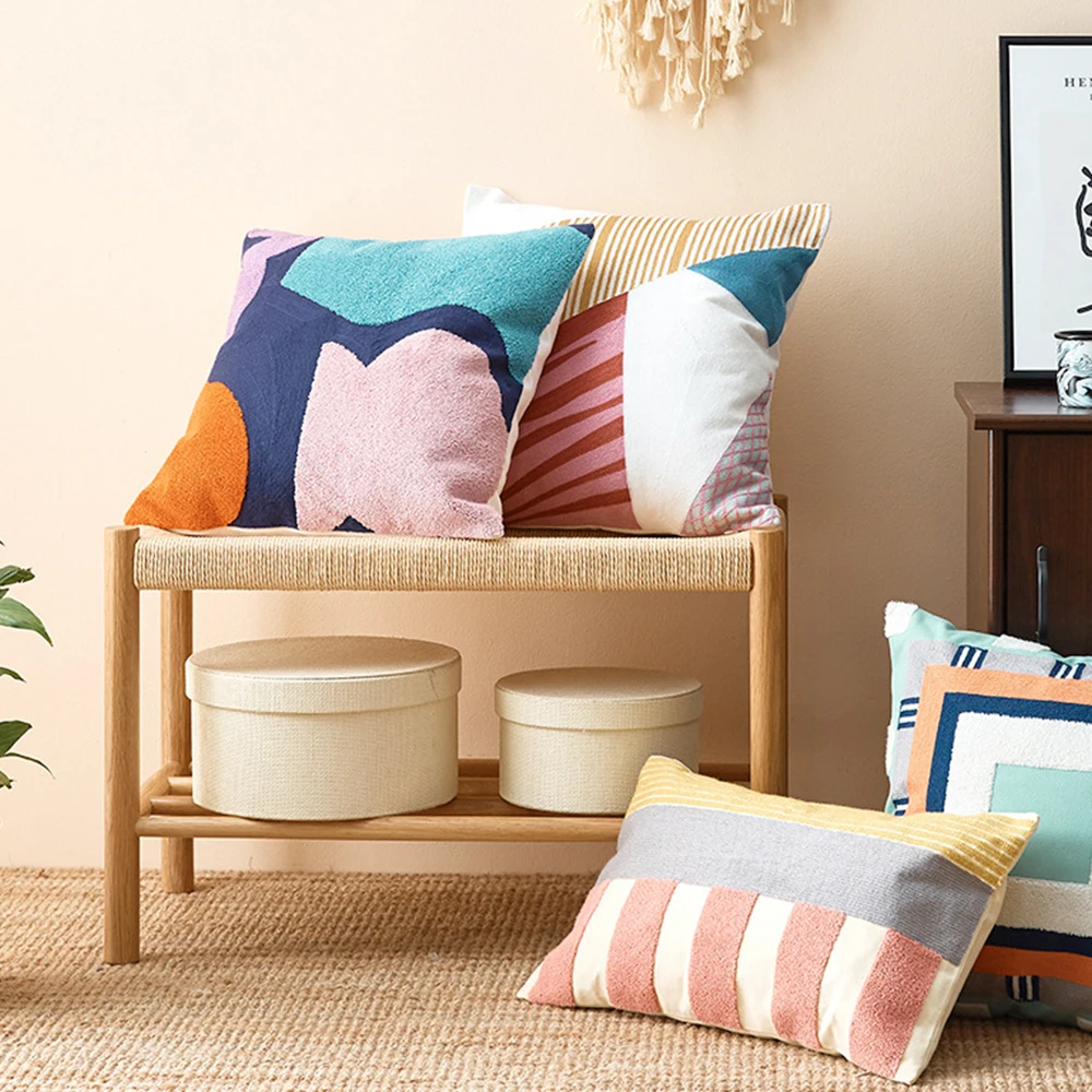 

Cotton Pillow Cover Home Decorative Cushion Cover Abstract Geometric Pillow Case 45*45cm