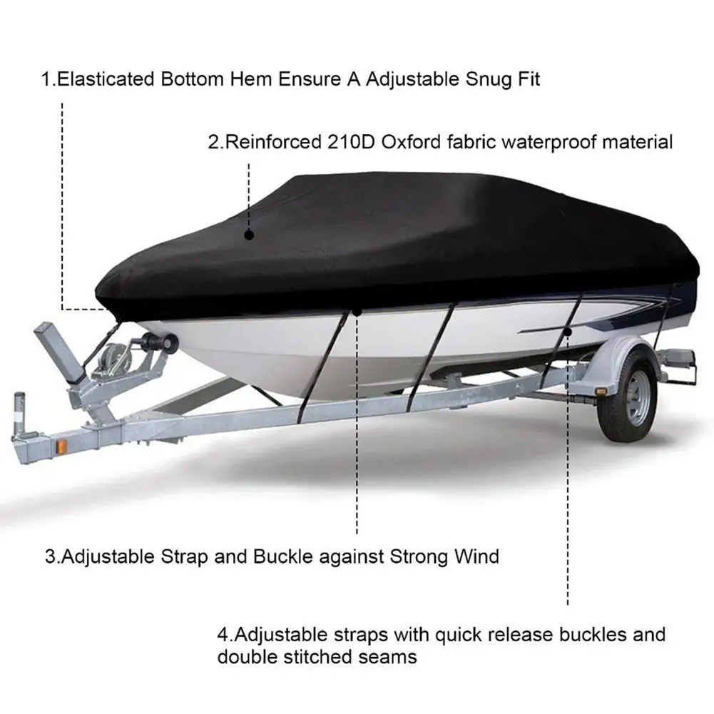 

210D Boat Cover Yacht Waterproof Trailed Fishing Boat Protector