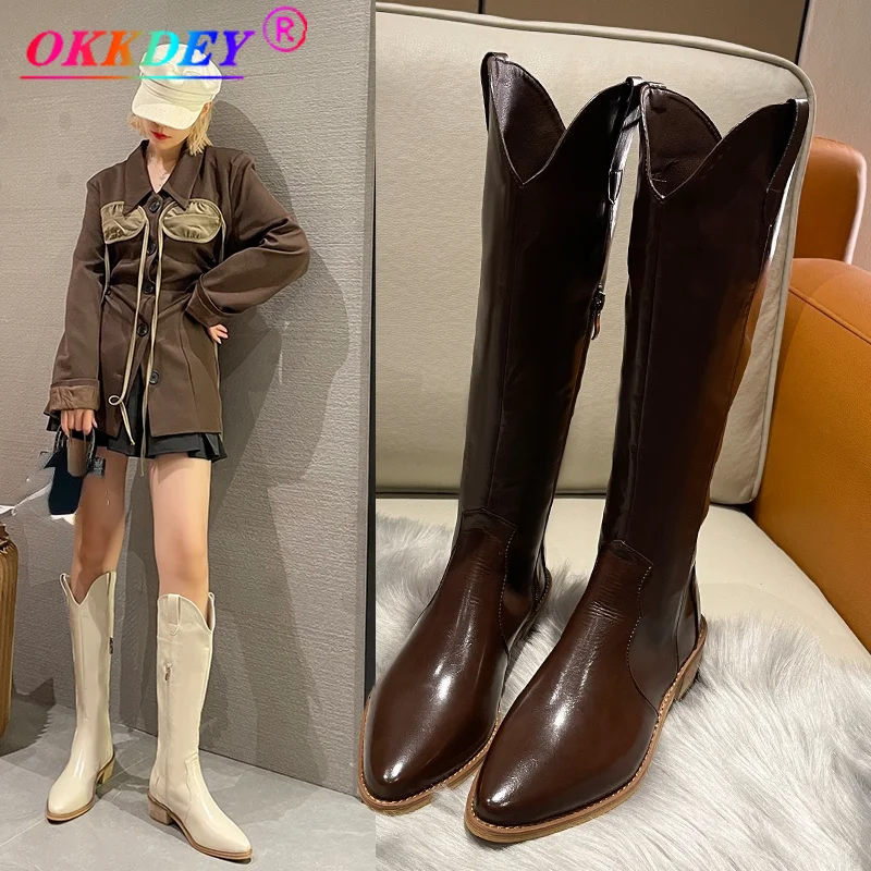 

Long Boots Women's Boots 2021 Autumn and Winter Retro Casual Net Red High Boots Pointed Boots Western Fashion Boots Cowboy Boots