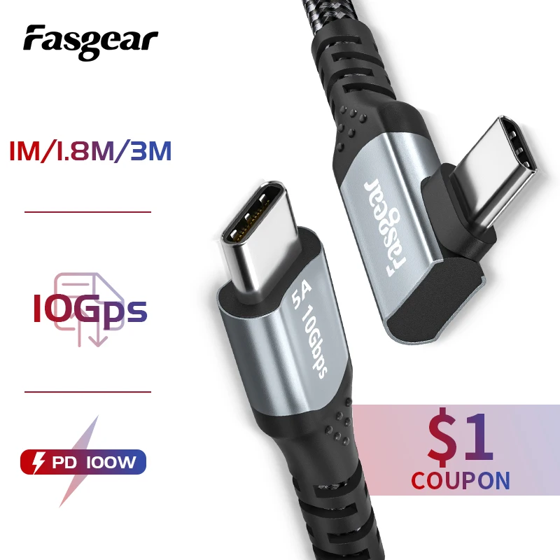 fasgear pd 100 вт usb type c к usb c кабель для samsung galaxy s9 xiaomi huawei p40 б
