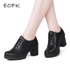 Туфли женские EOFK из натуральной кожи, оксфорды, на квадратном каблуке, броги, туфли-лодочки, весна-осень