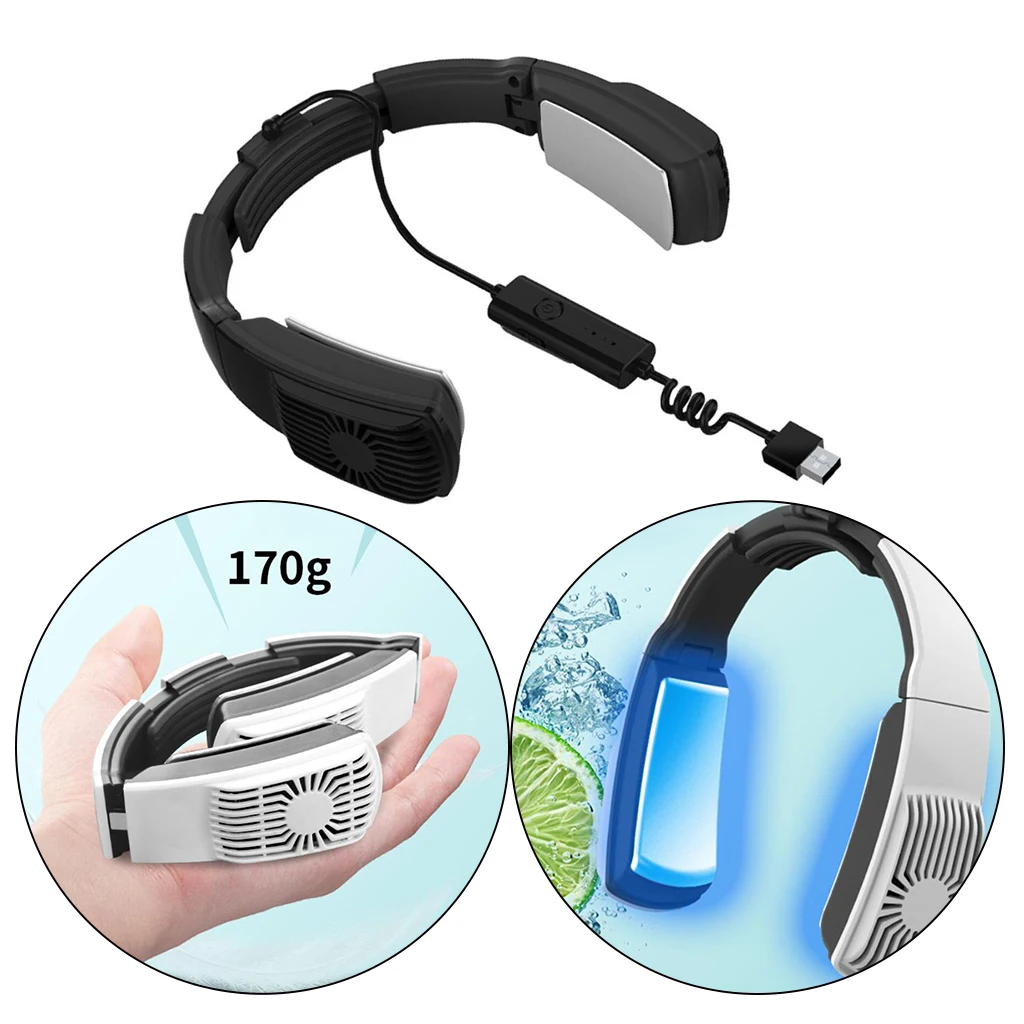 Prezzo Cuffie A Ventaglio Senza Foglie A Mani Libere 2 In 1 Aria Condizionata Progettata Ventilatore Alimentato Tramite USB 2 Velocità Del Vento Per Sport Domestici Portatili