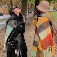 autumn winter cashmere shawls fashion color chequered scarf design warms scarves for men and women thicker tassel plaid wraps