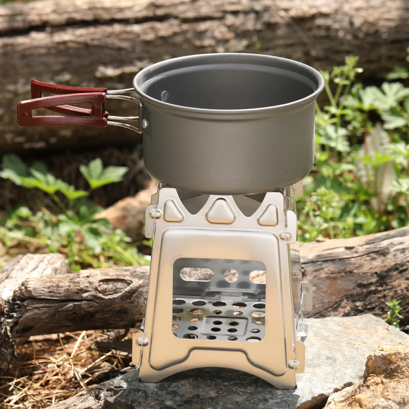 

304 Stainless Steel Wood Burning Stove Portable Backpacking Camping Outdoor Firewood Furnace Lightweight Picnic Survival Cooking