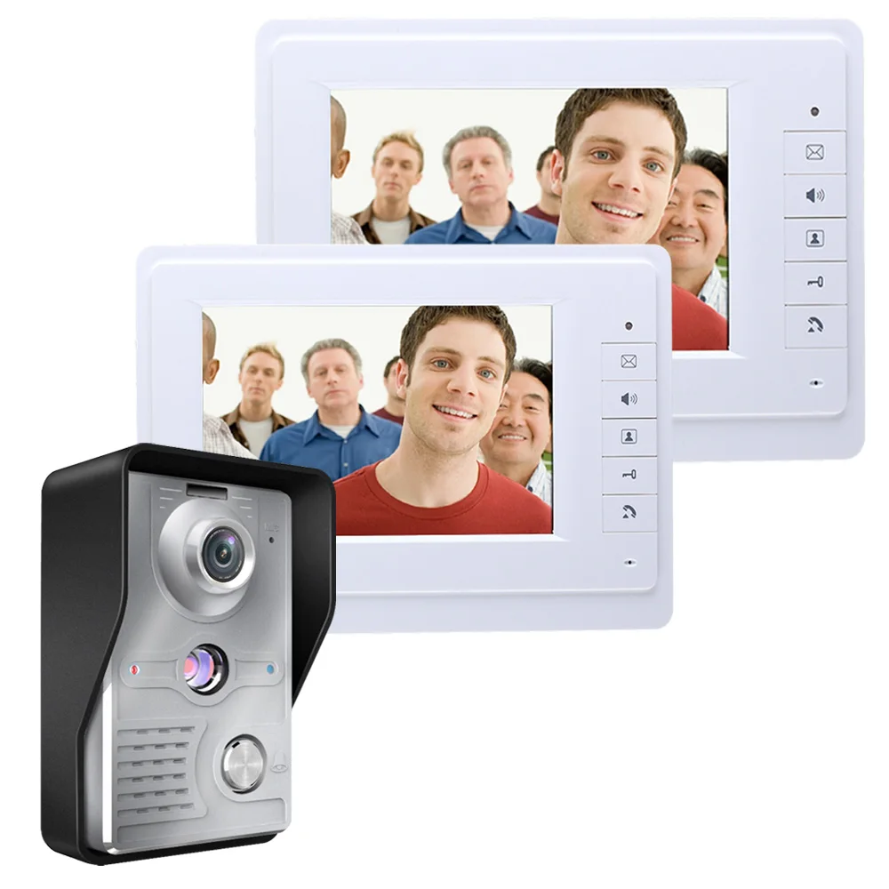 Visual Intercom Doorbell 7'' TFT Color LCD Wired Video Door Phone System Indoor Monitor 700TVL Outdoor IR Camera Support Unlock enlarge