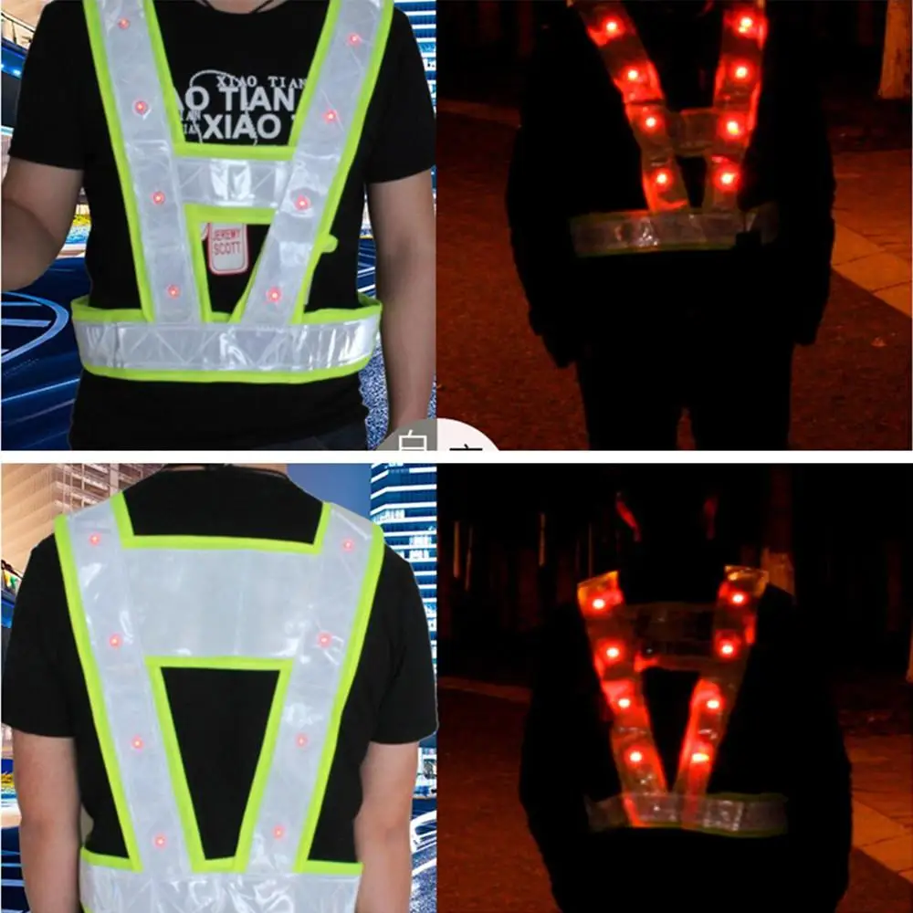 LED Light Up Safety Reflective Stripes Vest Traffic Night Warning Clothing led safety vest with Red | Освещение