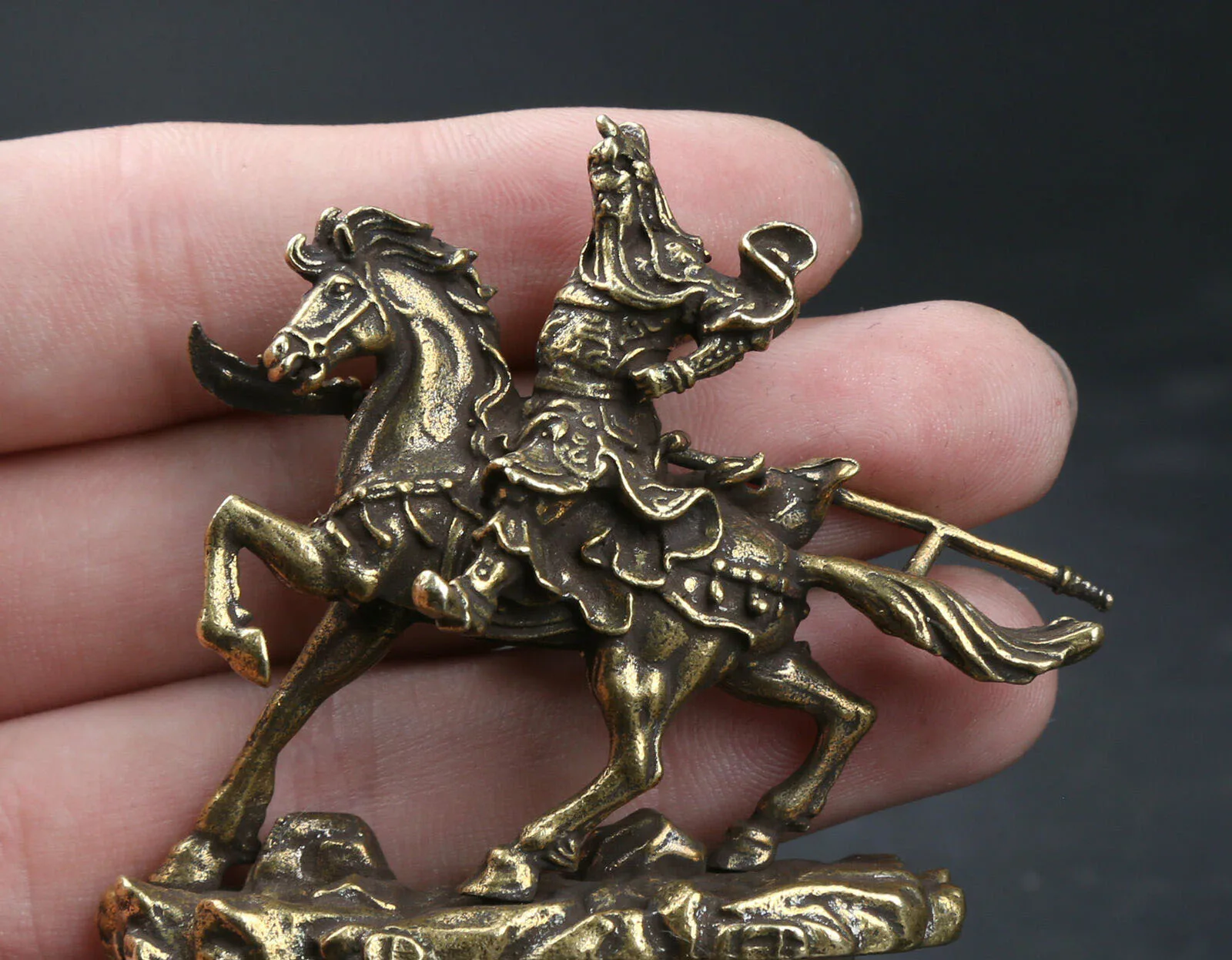 66 мм Маленькая китайская Бронзовая статуя воина Guan Gong Yu|Статуи и скульптуры| |