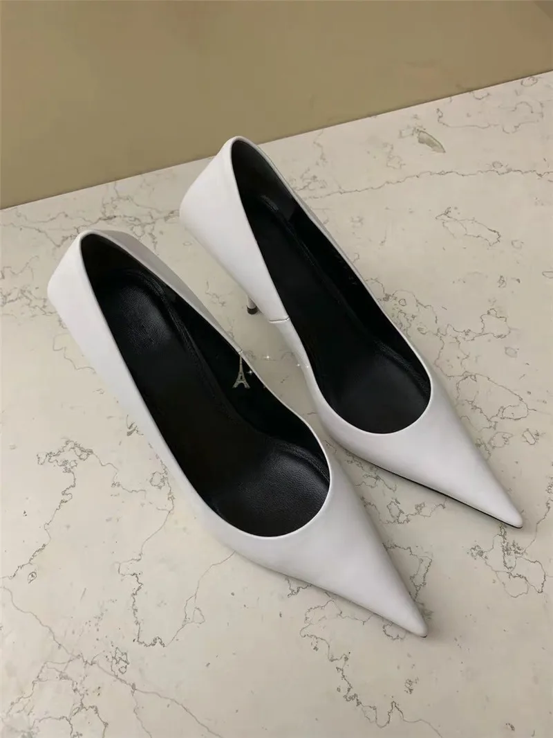Paris Runway Shoes Woman Sandals Square Knife Fluorescent Neon-Green Leather Pumps Women Shoes zapatos de mujer
