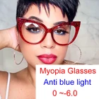 Модные прозрачные женские очки для близорукости красные фотооптические очки кошачий глаз с защитой от синего света компьютерные очки для жен