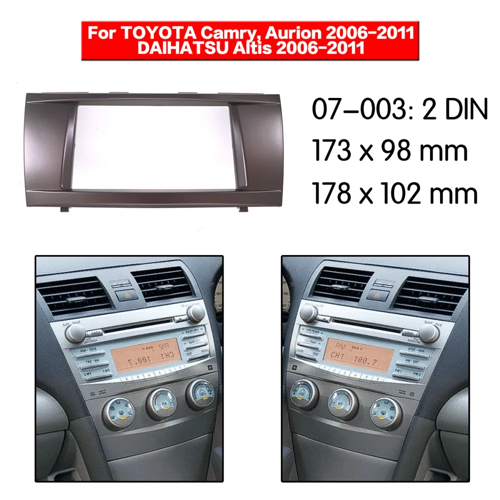 Panel de marco de radio de coche, kit de montaje de Panel de salpicadero, Marco adaptador de marco, Fascia estéreo, para Toyota Camry 2006-2011