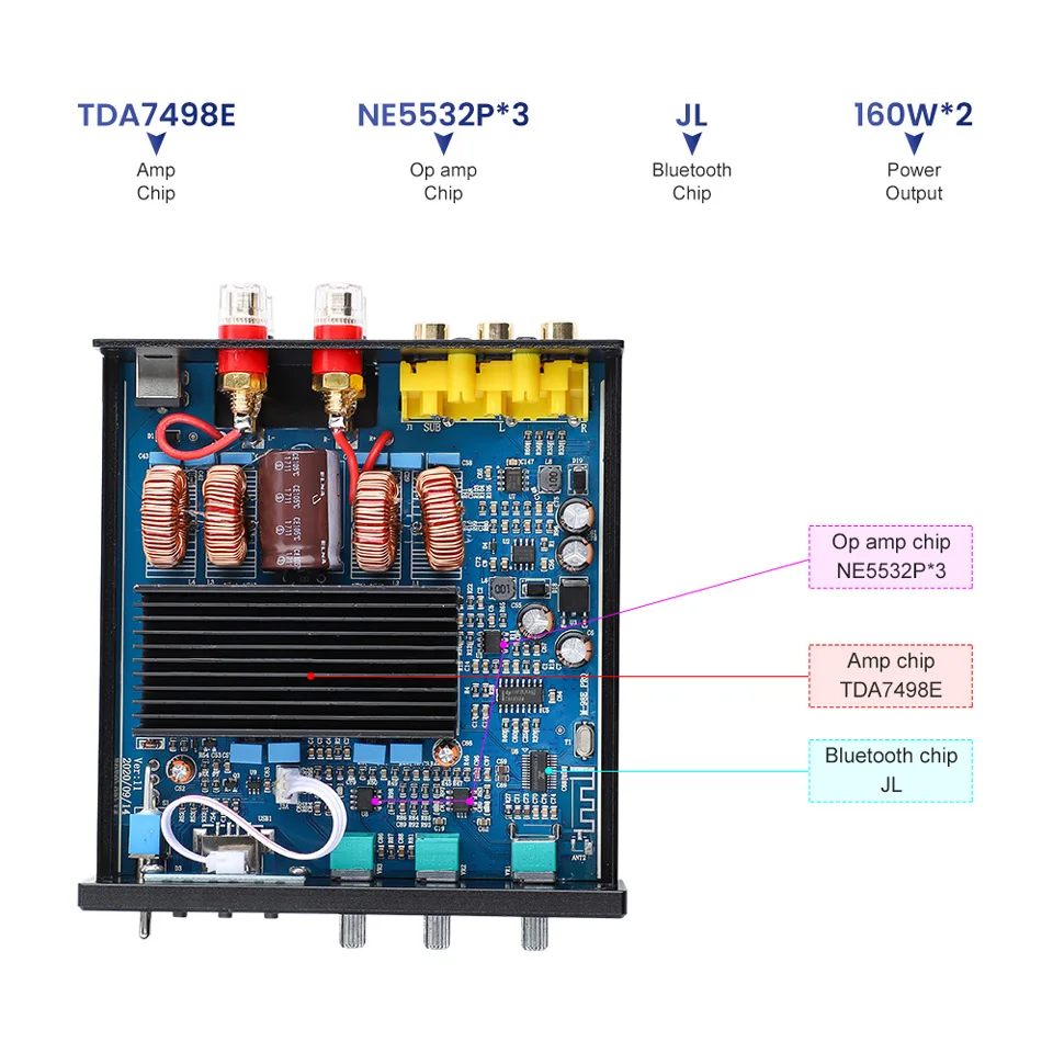 Усилитель мощности AIYIMA TDA7498E Bluetooth 5 0 2 0/2 1 стерео канал 160 Вт * Сабвуфер Hifi цифровой
