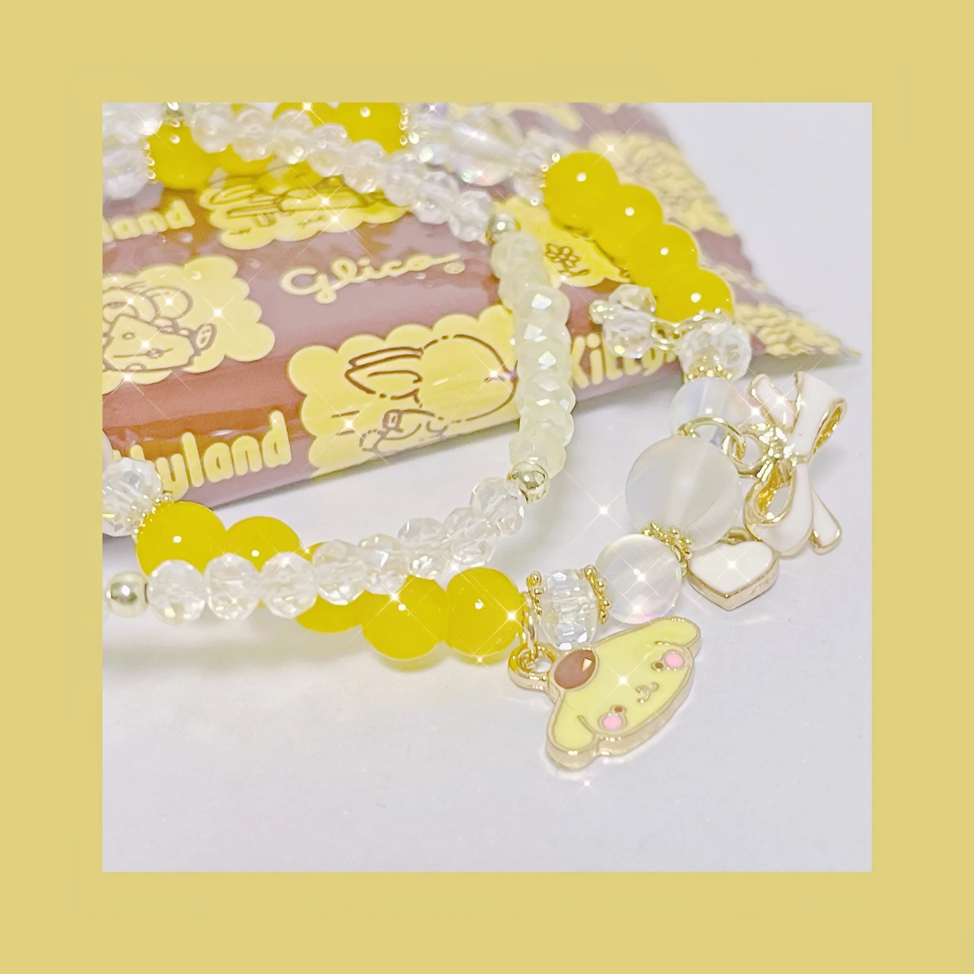 

Милый Sanrioed Kuromi Mymelody помпон пурин Коричный милый браслет двойная подвеска мечта подруга