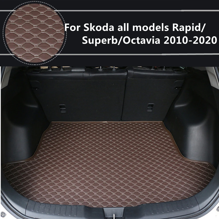 

Плоская боковая подкладка для груза для Skoda Octaiva Superb Rapid (2010-2021) 2011-12-13-2020 специальные коврики для багажника автомобиля водонепроницаемые ковр...