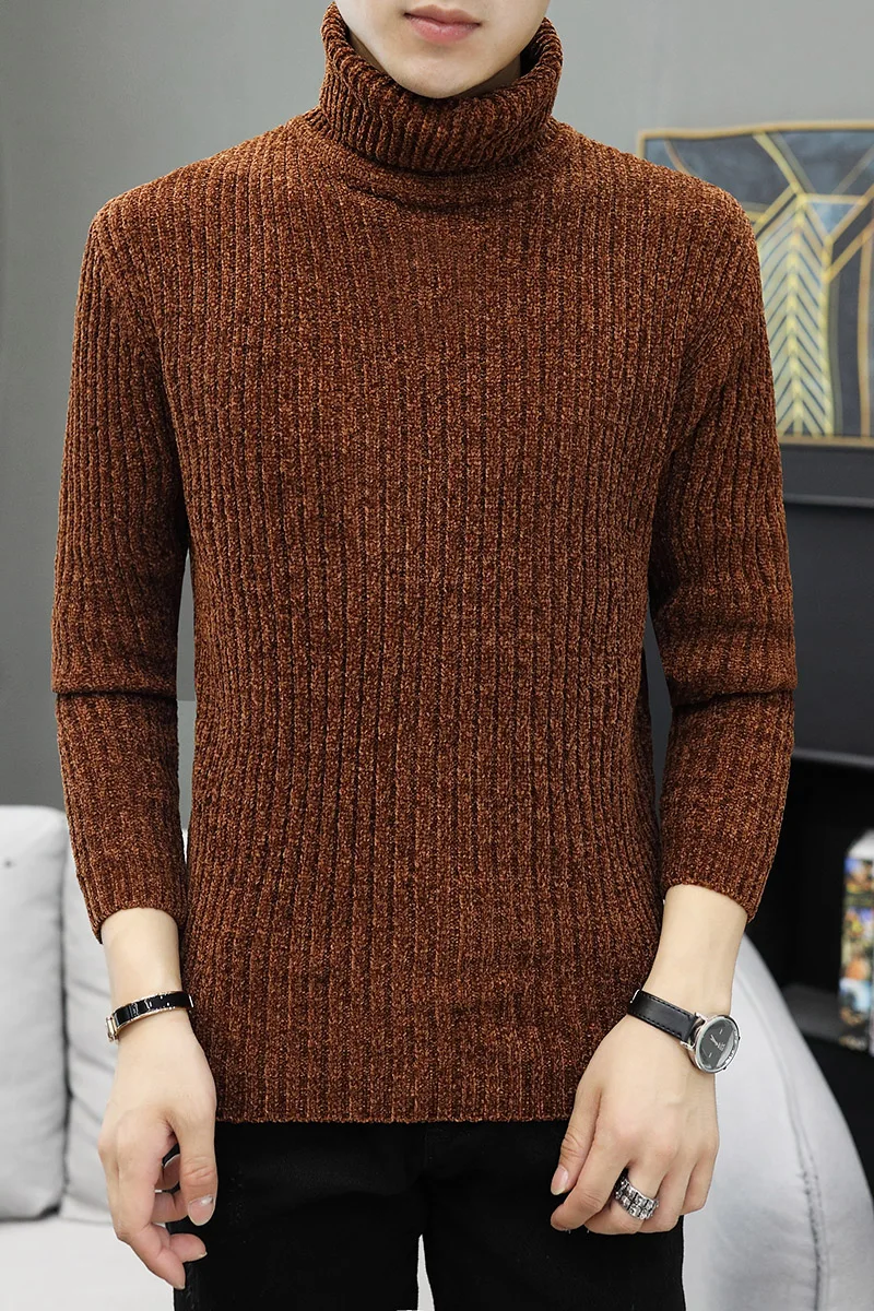 CYSINCOS свитер с высоким воротом зимний толстый теплый неровной полосой облегающий