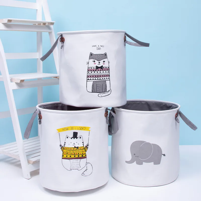 Cotton Linen EVA Large Laundry Basket Hamper Foldable Dirty Clothes Storage Organizer Kids Room Toys Bin 36x38cm | Дом и сад