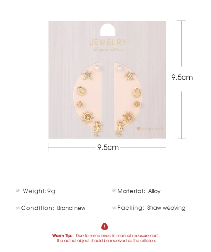 6 шт./компл. серьги-гвоздики с бантом звездой луной прозрачными кристаллами в