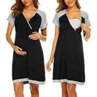 Женское платье для беременных с коротким рукавом и милым принтом, ночная рубашка для кормления грудью, платье для беременных