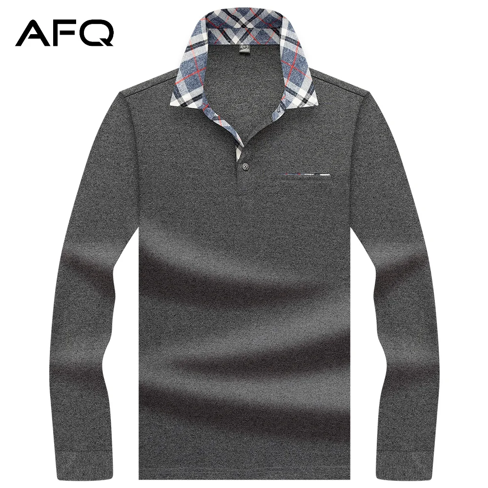 

2021 Long-sleeved T-shirt Men's Thin Section Middle-aged Spring and Autumn Lapel Loose Pocket Cui Shirt Bottoming Polo Shirt