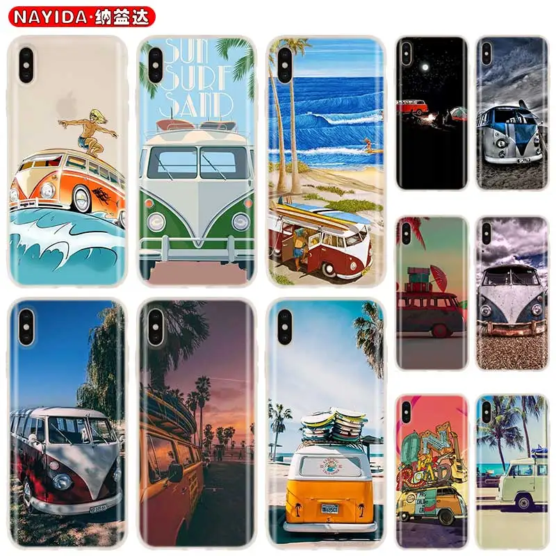 Мягкий чехол из ТПУ для iPhone 12 Mini 11 Pro XS Max XR X 8 7 6 Plus 5S SE S Combi Van Surf 2020|Бамперы| |
