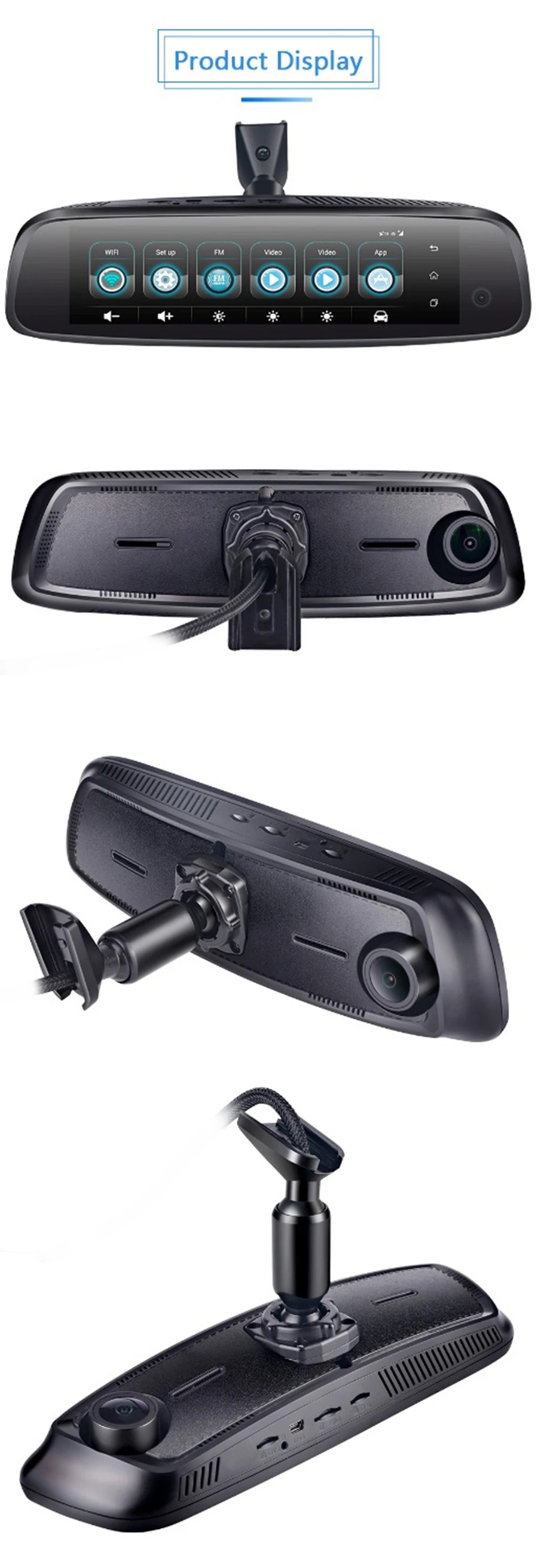 Новые 3CH камеры 8 дюймов 2 ГБ+ 32 ГБ зеркало заднего вида автомобиля dvr рекордер 4G Android5.1 Dashcam 1080P gps wifi ADAS Регистратор
