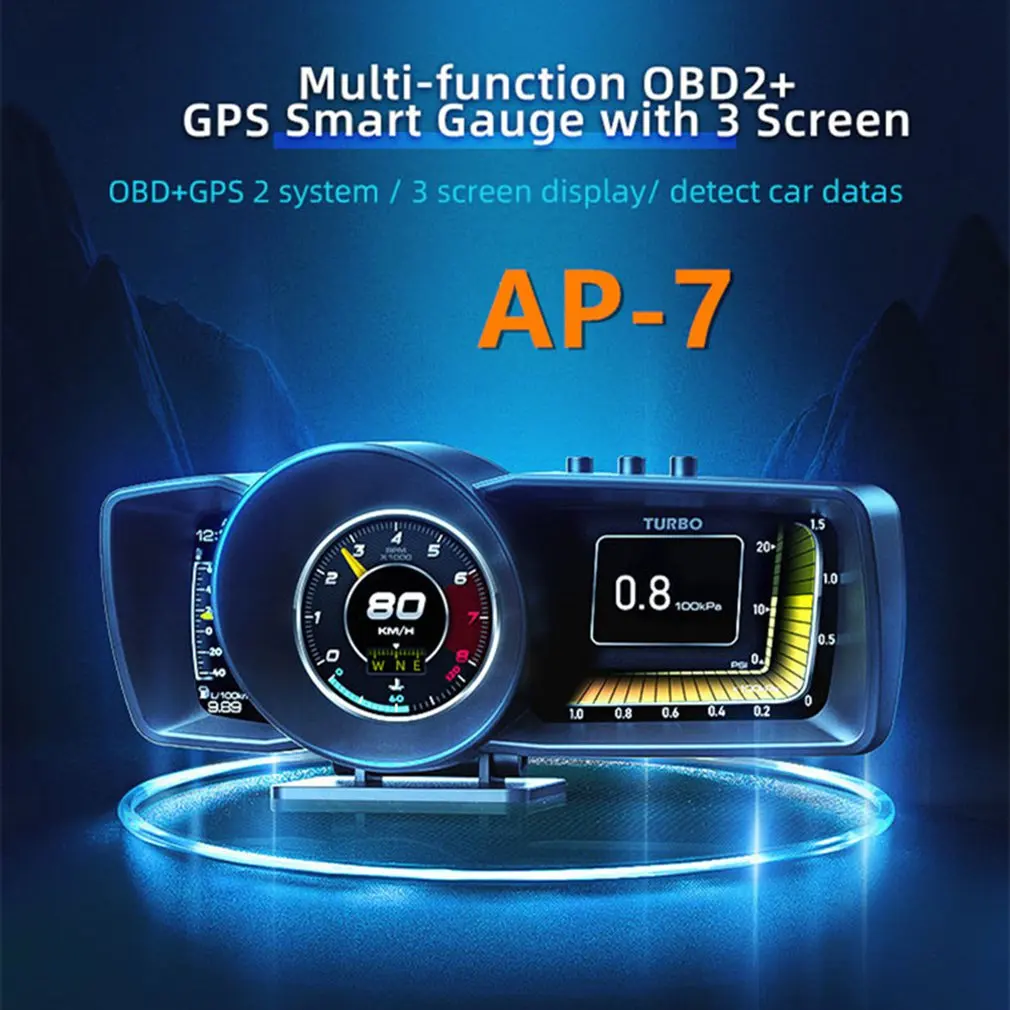 

AP-7 HUD Head-up Display OBDGPS Dual System Driving Computer Modified LCD Code Table Vehicle Instrument Car Accessories Dropship