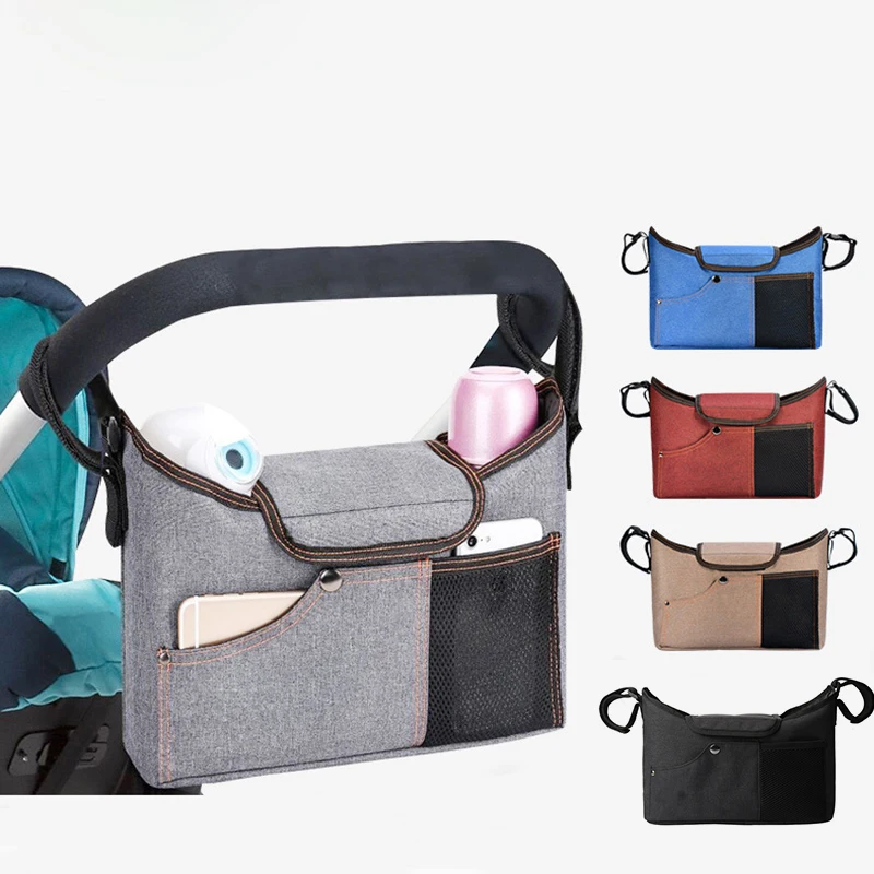 

Diaper Bag Baby Stroller Organizer Black Waterproof Large Capacity Travel Outdoor Hanging Carriage Moms Bag Stroller Accessories