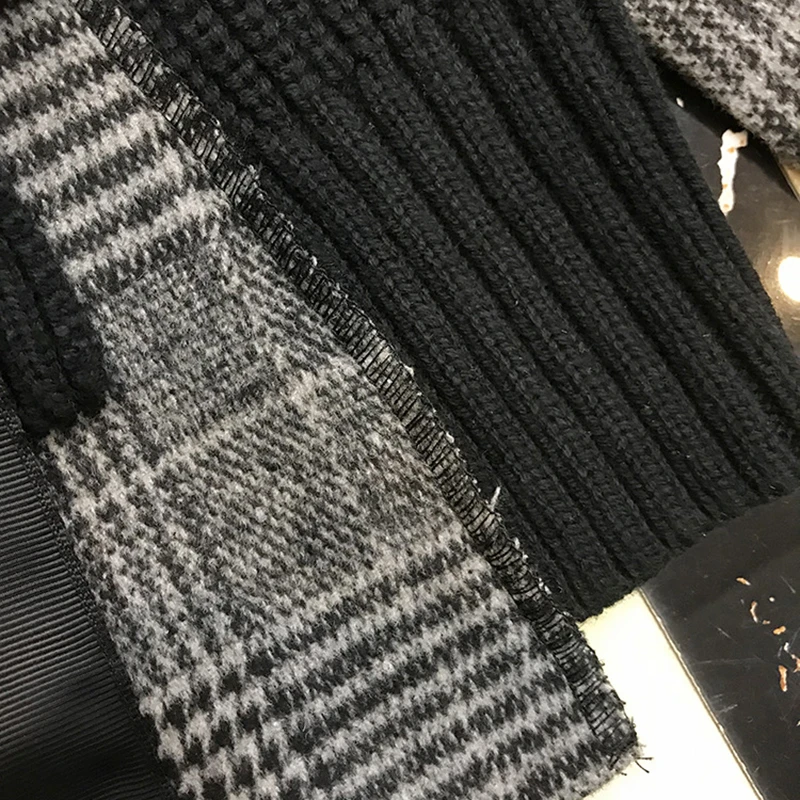 TWOTWINSTYLE вязаный лоскутный клетчатый женский свитер водолазка с длинным рукавом