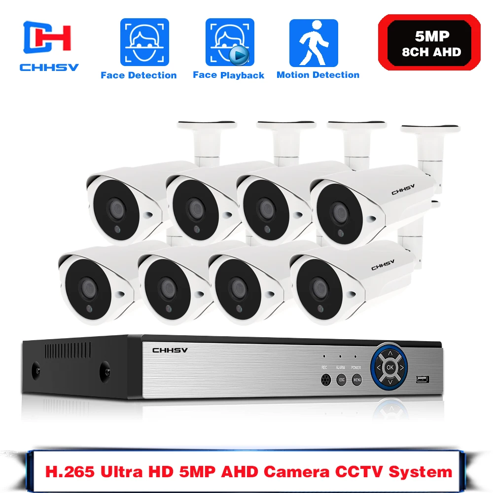 

Система видеонаблюдения, 8 каналов, 5 МП, AHD, DVR, 4/8 шт.
