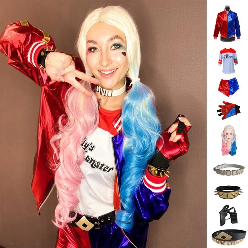 Kids Girls Harley cosplay Costumes Squad Quinn Monster Jacket Pants Sets Christmas Kids Girls New Year Party Clothes